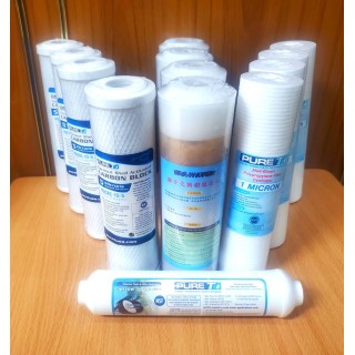 【小江淨水設備】一年份濾心100％台灣製造鴻維溝紋濾心PURE-T NSF認證（13隻），高級軟水組。