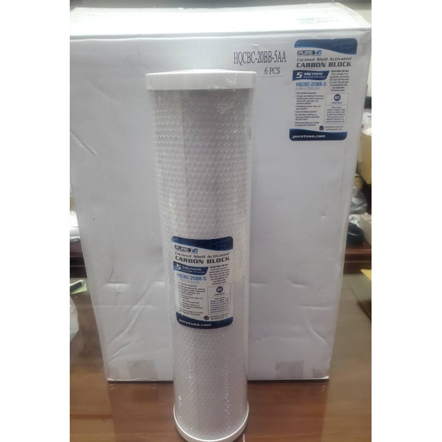 【小江淨水設備】100％台灣製造鴻維濾心PURE-T NSF認證椰殼活性碳孔徑5微米，20英吋大胖專用，一箱6隻